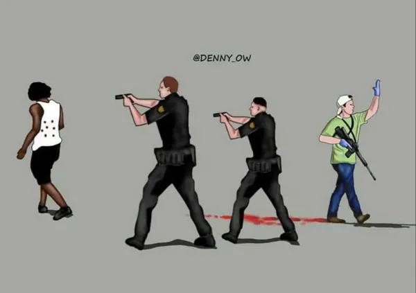 Police firing guns
