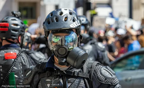 Man in gas mask