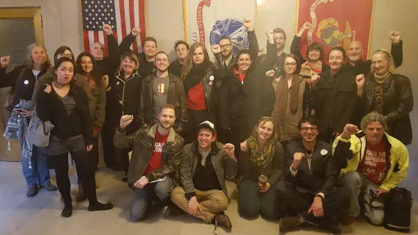 $15 minimum wage supporters at Columbus City Hall. $15 minimum wage supporters at Columbus City Hall.