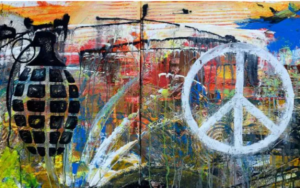 Bomb and peace sign