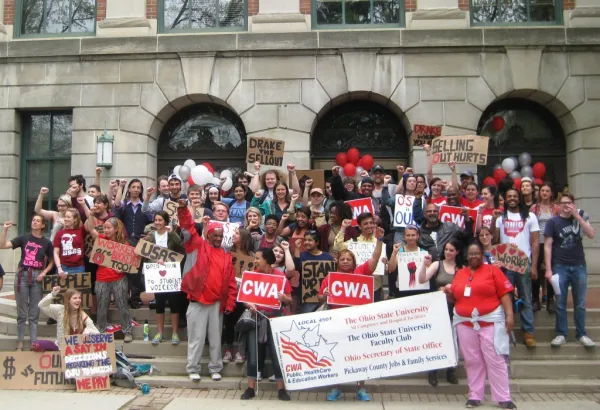 On April 21 students and workers held a rally outside the office of OSU president Michael Drake to demand an end to the university's efforts to privatize its workforce and energy system. On April 21 students and workers held a rally outside the office of OSU president Michael Drake to demand an end to the university's efforts to privatize its workforce and energy system.